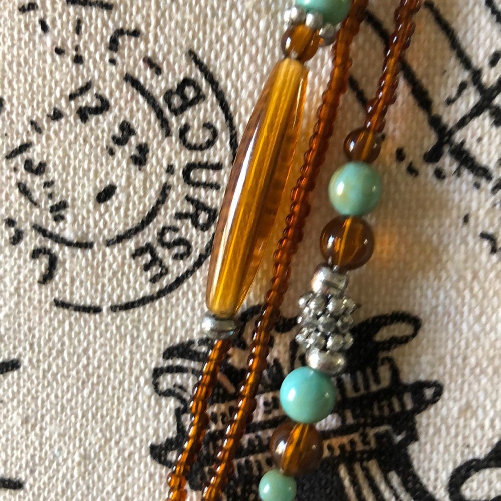 ⭐️Turquoise/ brown multi strand beaded necklace - Picture 6 of 7